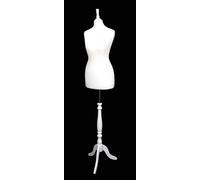 Manichino Da Sarto Femminile DELUXE Taglia 8 Bianco Con Base Bianca
