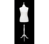 Manichino Da Sarto Femminile Taglia 18 DELUXE Bianco Con Supporto Bianco