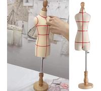 Manichino da Sartoria Manichino Sartoriale Regolabile Misura 1/2 1/3 1/4 Mini Piccolo Manichino Donna per cucito/creazione di modelli, Forma di abito a mezza scala, con supporto in legno (Non per adul