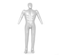 Manichino gonfiabile da uomo a grandezza naturale, busto in PVC robusto, modello per negozio di abbigliamento, mostra e feste di Halloween, 168 cm, argento