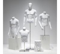 Manichino maschile a torso, manichino a figura intera e mezzo busto con supporto in metallo, espositore regolabile per negozi di abbigliamento al dettaglio(White,Table Mannequin with Hands)