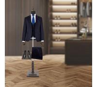 Manichino maschile per la parte superiore del corpo Negozio di abbigliamento Modello di esposizione per abiti regolabile in altezza con portapantaloni e poggiatesta Espositore per negozio di