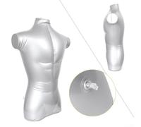 Manichino maschio gonfiabile Torso, forma a mezzo busto in PVC argento per esposizione abbigliamento, portatile 28 pollici puntello per spettacolo di vendita al dettaglio