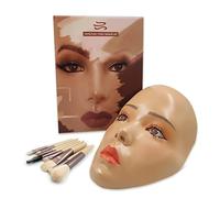 Manichino per trucco 3D, riutilizzabile, con pennelli da trucco, in silicone, per fare pratica su tutto il viso, per truccatori emergenti, regalo per ragazza