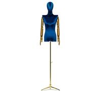 Manichino Sartoriale Donna Manichino da Esposizione for metà Corpo Femminile Busto, Manichino Femminile da Vetrina, Altezza Regolabile/Testa E Braccia in Velluto/Treppiede (Color : Blue-1)