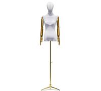 Manichino Sartoriale Donna Manichino da Esposizione for metà Corpo Femminile Busto, Manichino Femminile da Vetrina, Altezza Regolabile/Testa E Braccia in Velluto/Treppiede (Color : White)