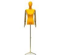 Manichino Sartoriale Donna Manichino da Esposizione for metà Corpo Femminile Busto, Manichino Femminile da Vetrina, Altezza Regolabile/Testa E Braccia in Velluto/Treppiede (Color : Yellow)