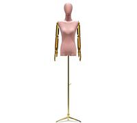 Manichino Sartoriale Donna Manichino da Esposizione for metà Corpo Femminile Busto, Manichino Femminile da Vetrina, Altezza Regolabile/Testa E Braccia in Velluto/Treppiede (Color : Pink)