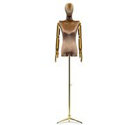 Manichino Sartoriale Donna Manichino da Esposizione for metà Corpo Femminile Busto, Manichino Femminile da Vetrina, Altezza Regolabile/Testa E Braccia in Velluto/Treppiede (Color : Brown-3)