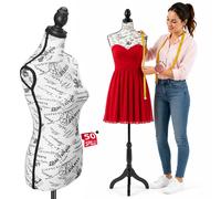 Manichino Busto Sartoriale Femminile Da Sarta Per Capi Di Sartoria Abbigliamento Tailleur Torso Da Donna Altezza Regolabile Per Vetrine Con Treppiede Struttura In Legno 42 x 170cm (Paris)