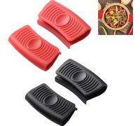 Manico Caldo in Silicone,4 Pezzi Manico Silicone Presine,Presine Silicone Impugnatura a Clip,Supporto per manico padella calda,Resistenti Presine Silicone da Cucina