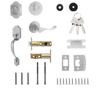 Manico della porta anteriore - Set di serrature da 2,56 pollici per ingresso, patio con funzione di sicurezza, hardware della porta per casa, balcone, finitura nera, uso esterno, deadbolt, ingresso de