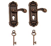 Manico della porta in miniatura con mini chiave da 2 set 1:12 manopole in miniatura metallo per knocker per casa delle bambole per accessori per la casa delle bambole