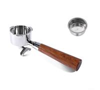 Manico in acciaio inox per espresso, doppio beccuccio per macchine di serie, impugnatura ergonomica in palissandro non trattato, 21,2 x 13,5 x 5,1 cm, per pulizia alimentare, per caffè e uso (C)