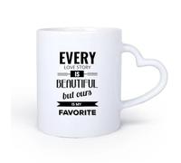 Manico in ceramica a forma di cuore Tazze per casa e ufficio Parole romantiche, citazioni, storie d'amore, sala studio preferita 11oz/320ml per uomo e donna