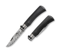 Manico in LAMINATO NERO Old Bear, lama in acciaio inossidabile DAMASCUS DS93X satinata (dimensione "