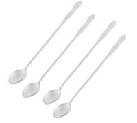 Manico lungo in acciaio INOX da 4 cucchiai per gelato, colore: argento