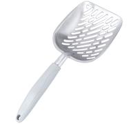 Manico lungo pet dog scooper pazzo di metallo durevole setaccio (grigio)