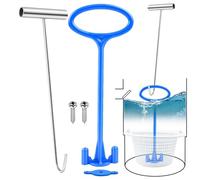 Manico per cestino per skimmer da piscina con gancio, strumento di smaltimento dei rifiuti per piscina e giardino, manico per cestello per colino resistente e durevole, accessorio pratico