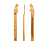 Manico Per Chitarra Elettrica A 22 Tasti Giallo Opaco, Manico In Acero Canadese Per Cuscino In Osso Di Mucca Con Tubo In Legno Di Pesca Della Linea Centrale Posteriore ST