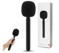 Manico per microfono, senza fili, supporto portatile per microfono per interviste, adattatore con schiuma per giornalismo, podcast, rapporti, vlog (colore: nero)