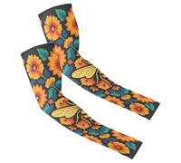 Manicotti a compressione da uomo e da donna per golf, ciclismo, pesca, elastici, per la maggior parte delle braccia, arte popolare scandinava, botanico, ape, bohémien, fiore, cottagecore