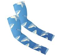 Manicotti a compressione traspiranti ed elastici, da uomo e da donna, per guida, pendolari, elastici, per la maggior parte delle braccia, amanti degli squali oceanici blu