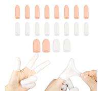 Manicotti per dita in silicone da 20 pezzi, maniche per dita traspiranti perforate per artrite eczema della mano, dita screpolate, tonalità della pelle bianca (16 lunghi più 4 corti)