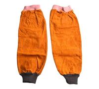 Manicotti per saldatura, resistenti, in pelle bovina, resistenti al calore e alle fiamme, con cinghie regolabili e polsini elastici, per giardinaggio e lavori in metallo, colore: giallo