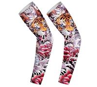 Manicotti protettivi per braccia, per tatuaggi temporanei che mantengono freschi, protezione temporanea a compressione solare per il corpo, protezione per il corpo, E: Tiger Ruggenti Montagne e Fiumi