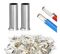 Manicotti terminali 10 mm², 12 mm, lunghezza non isolati, 300 pezzi, 10 mm², per collegamenti e giunzioni elettriche, colore argento