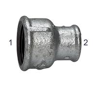 Manicotto 240, ridotto, IG/IG, Rp 1 1/2, Rp 3/4, velocità di funzionamento. -20 °C fino a 300 °C, nero pressofuso, ritardato a fuoco, DIN EN 10242.