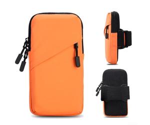 Manicotto da braccio per cellulare da corsa e ciclismo, con design stabile e non oscillante, rinforzo a doppio nastro e ampi scomparti per piccoli oggetti (arancione)