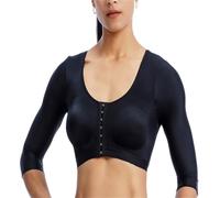 Manicotto di compressione del braccio da donna per chiusura frontale Shapewear reggiseno correttore postura chirurgia maniche di compressione del braccio, Nero , 4XL