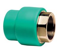 Manicotto dritto FF in PP verde inserto in ottone filettato Ø 1/2" x 20 mm