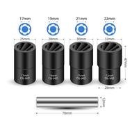 Manicotto Estrattore Dadi Grado Professionale Set 5pz per Rimozione Dadi Efficie