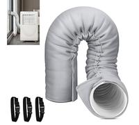 Manicotto isolante portatile AC per tubi di scarico da 12,7 cm e 15 cm, facile da installare con 3 cinghie regolabili con fibbia, isolante grigio a risparmio energetico per aumentare l'efficienza di