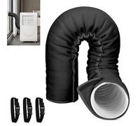 Manicotto isolante portatile AC per tubi di scarico da 12,7 cm e 15 cm, facile da installare con 3 cinghie regolabili con fibbia, isolante nero a risparmio energetico per aumentare l'efficienza di
