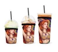Manicotto isolante riutilizzabile in neoprene per tazze da caffè freddo, con motivo a Medusa, serpente e donne dell'antica Grecia, per bevande calde e fredde, lavabile in neoprene.