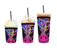 Manicotto isolante riutilizzabile per caffè freddo, motivo: ragazza galassia arcobaleno, fiori di funghi, arte floreale, per bevande fredde, portabicchieri in neoprene per la maggior parte dei caffè.