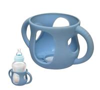 Manicotto per biberon - Supporto per biberon anti-goccia, supporto per alimenti da viaggio a prova di fuoriuscite, supporto per ampolla in vetro per bambini con manici, sicuro lavabile in