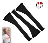 Manicotto per capelli da donna, 71 cm, con coulisse, retina elastica traspirante, cuffia per parrucca extra lunga con coulisse (3 pezzi, nero)