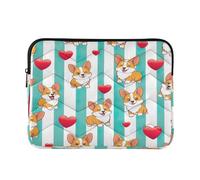 Manicotto per computer portatile da 15 pollici con cani carini, colore bianco acqua, trapuntato, da donna