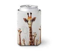 Manicotto per tazze con simpatiche giraffe in stile cartone animato, per bevande fredde, resistente, riutilizzabile, isolato, compatibile con la maggior parte dei tipi di tazze