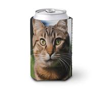 Manicotto per tazze da caffè freddo con gatto soriano sull'erba, resistente, riutilizzabile, isolato, compatibile con la maggior parte dei tipi di tazze