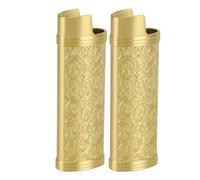 Manicotto Porta Accendino in Lega di Zinco Dal Design Botanico Vintage per Accendino BIC Full Size Tipo J6 con Copertura Protettiva (GOLD)