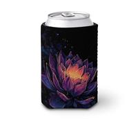 Manicotto refrigerante per lattine di birra, al neon liquido, con motivo di loto, morbido e isolante, per feste, spiaggia, eventi a casa