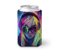 Manicotto refrigerante per lattine di birra, arcobaleno bella ragazza con capelli lunghi può coprire la birra fresco morbido isolato porta bevande per feste spiaggia eventi casa