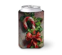 Manicotto refrigerante per lattine di birra, bastoncino di zucchero con agrifoglio e fiocco per raffreddare la birra, morbido supporto isolante per bevande per feste, spiaggia, eventi a casa