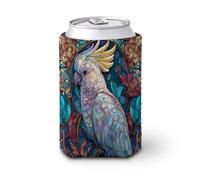 Manicotto refrigerante per lattine di birra, cacatua in vetro colorato, morbido e isolato, per feste, spiaggia, eventi a casa